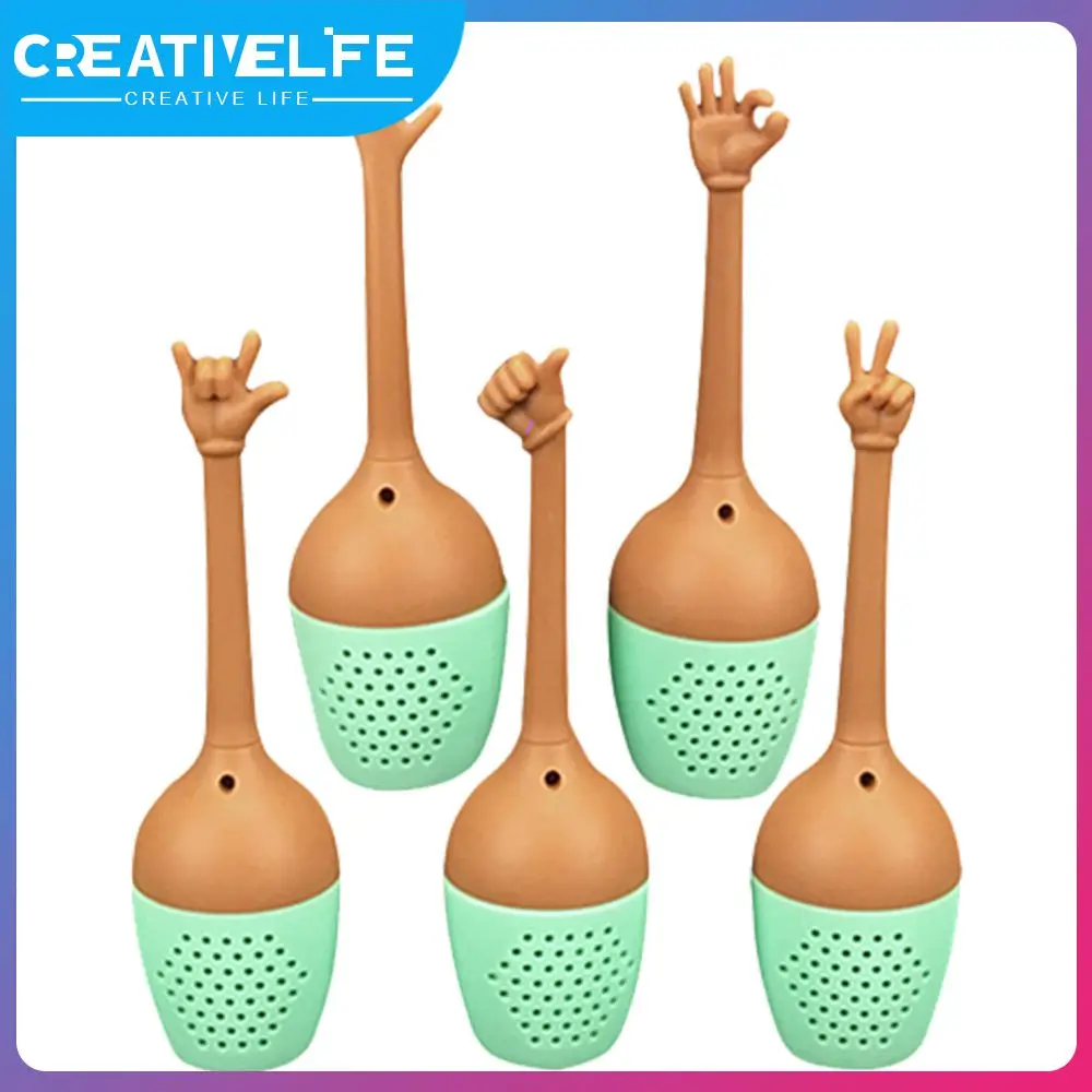 

2021 Funny Hand Gestures Tea Infuser Tea Strainer FDA Grade Silicone Loose Leaf Herbal Spice Holder Tea Brewing Tool New 5 Style