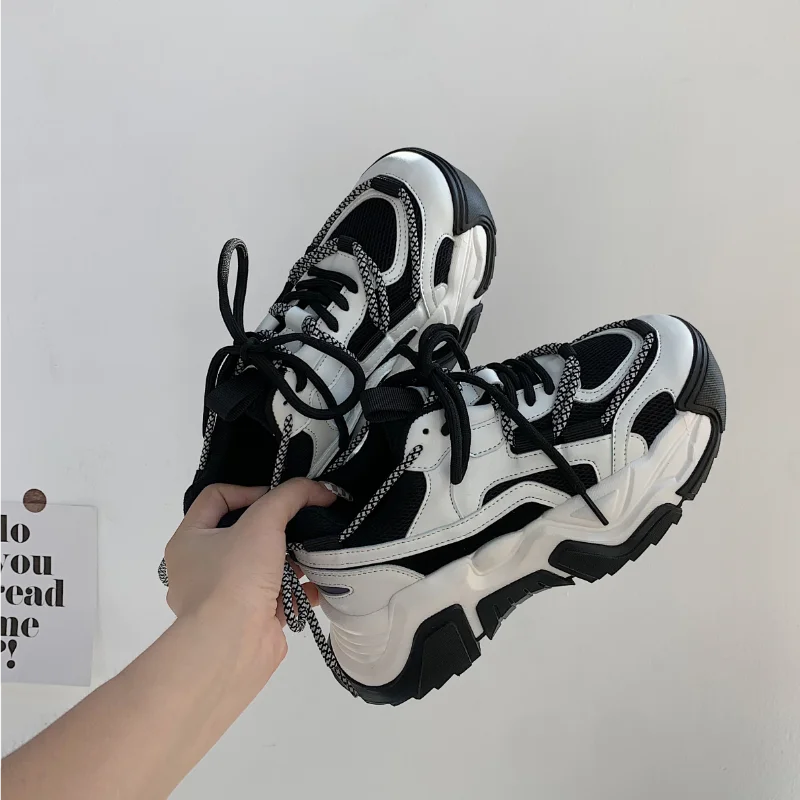 

Кроссовки женские на платформе, Вулканизированная подошва, на шнуровке, дышащие, повседневная обувь для бега, роскошный бренд, теннисная об...