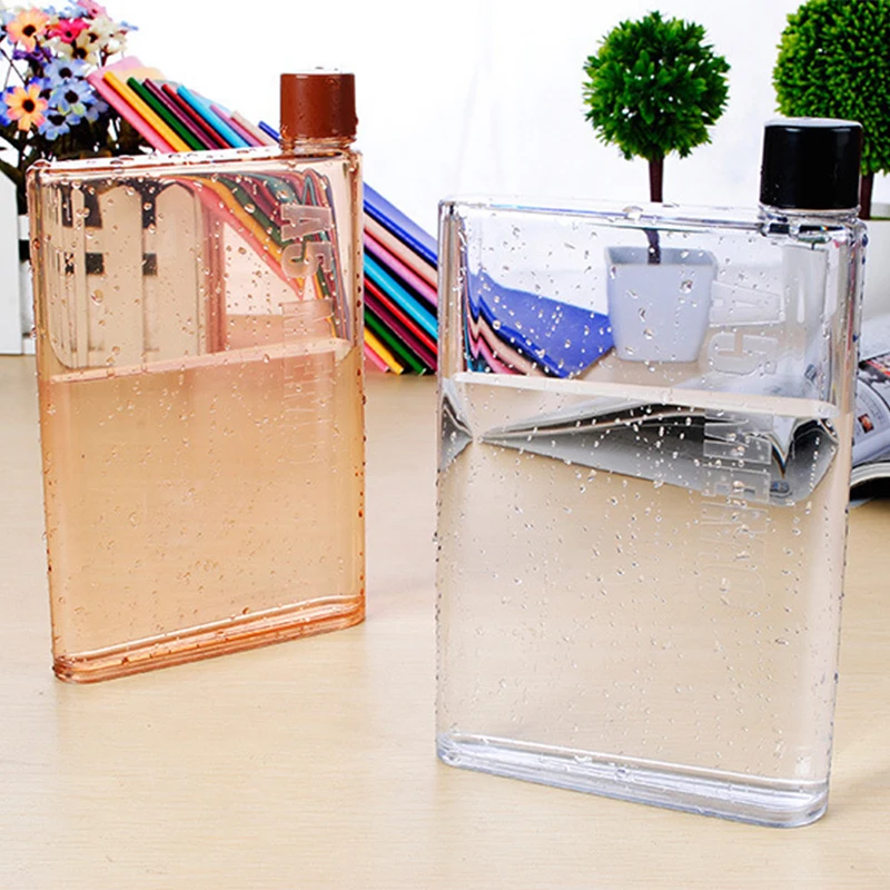 

Transparent Plastic Drinkware Sport Kettle A5/A6 Paper Cup Flat Water Bottle Bpa Free Clear Notebook Mug Portable Outdoor Travel