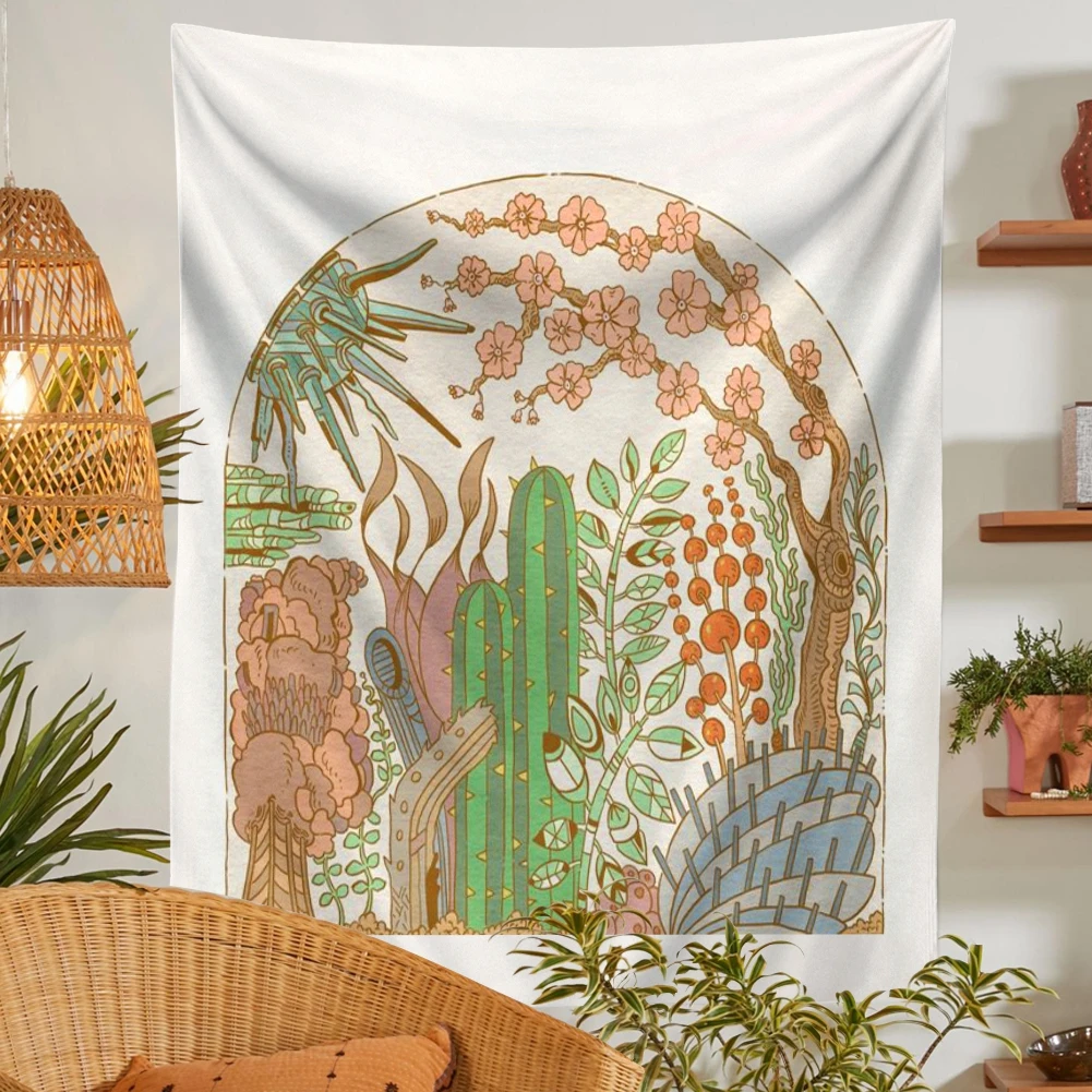 

Cactus Plant Flower Wall Tapestry Living Room Bedroom Decoration Tapestry Natural Landscape Aesthetics Tapestry Wall Hangiing
