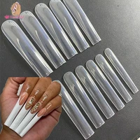 3xl square straight extra long full cover nails artificial acrylic false nail tips clear press on manicure tool