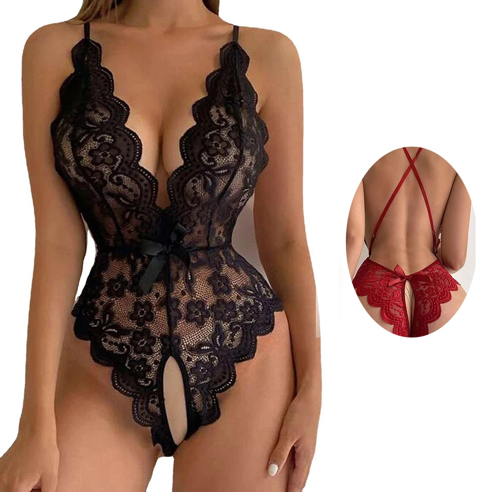 

Porno Lingerie Women One Piece Lace Underwear Crotchless Bodysuit Erotic Mujer Sexi Costumes