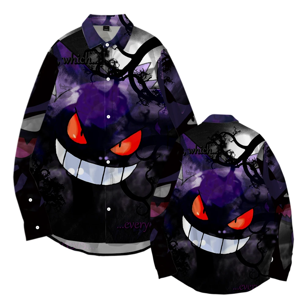 

Fashion Men Long Sleeve Shirts Hawaiian Beach Tops Halloween Haunter Monster Print Blouse Plus Size 2022 Casual Streetwear 4XL