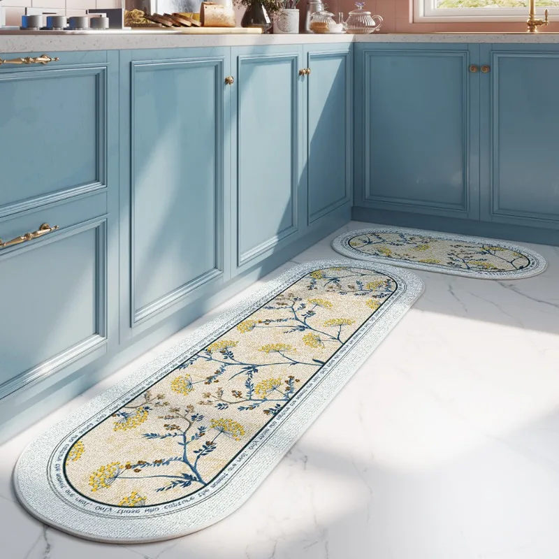 

Кухонный коврик, впитывающий воду и масло, Длинные Полоски утолщенного комбинированного коврика, Нескользящие влагостойкие ступенчатые коврики