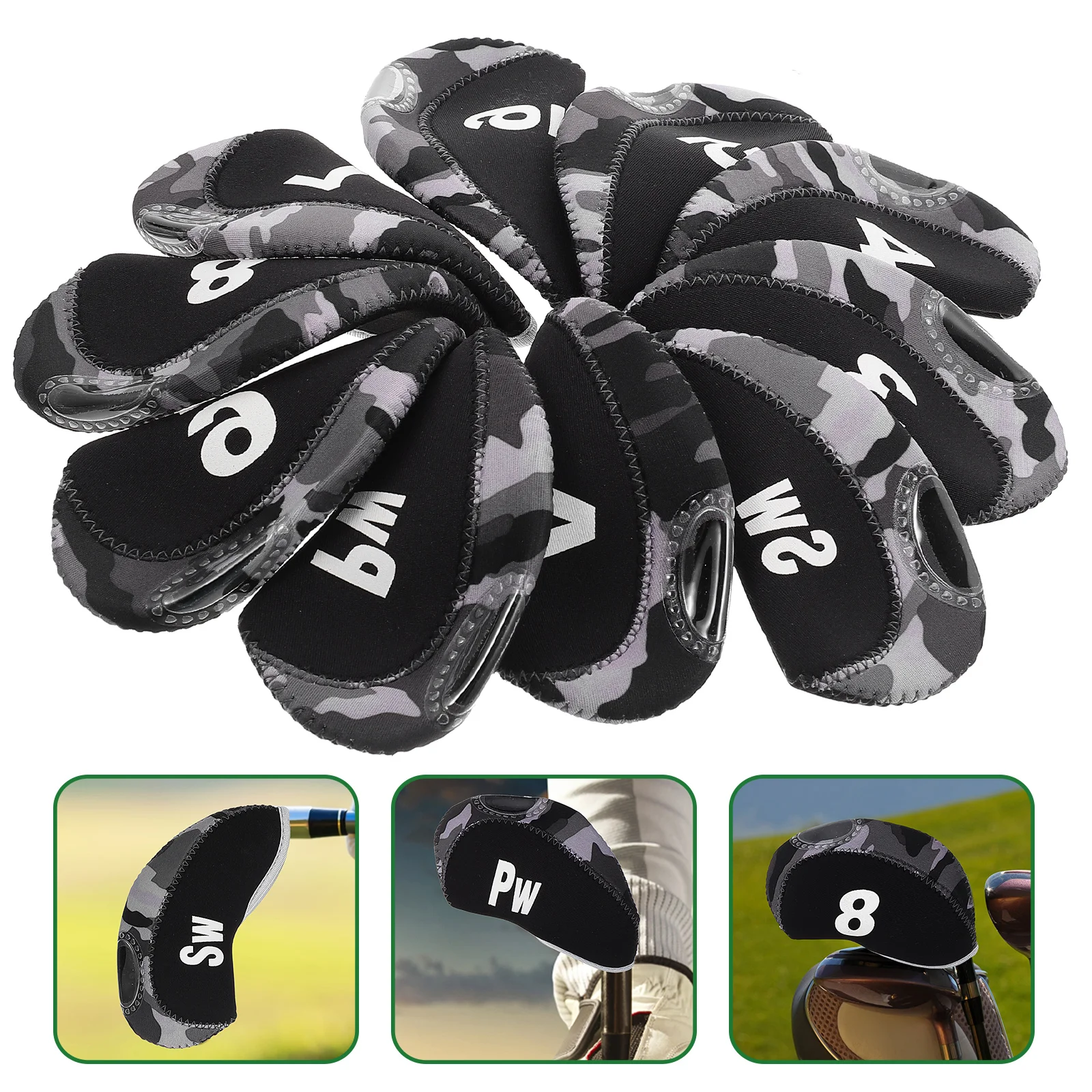 

10 Pcs Golf Iron Sets Sleeve Protectors Putter Golfs Club Cover Golfing Equipment Supply Neoprene Supplies Portable