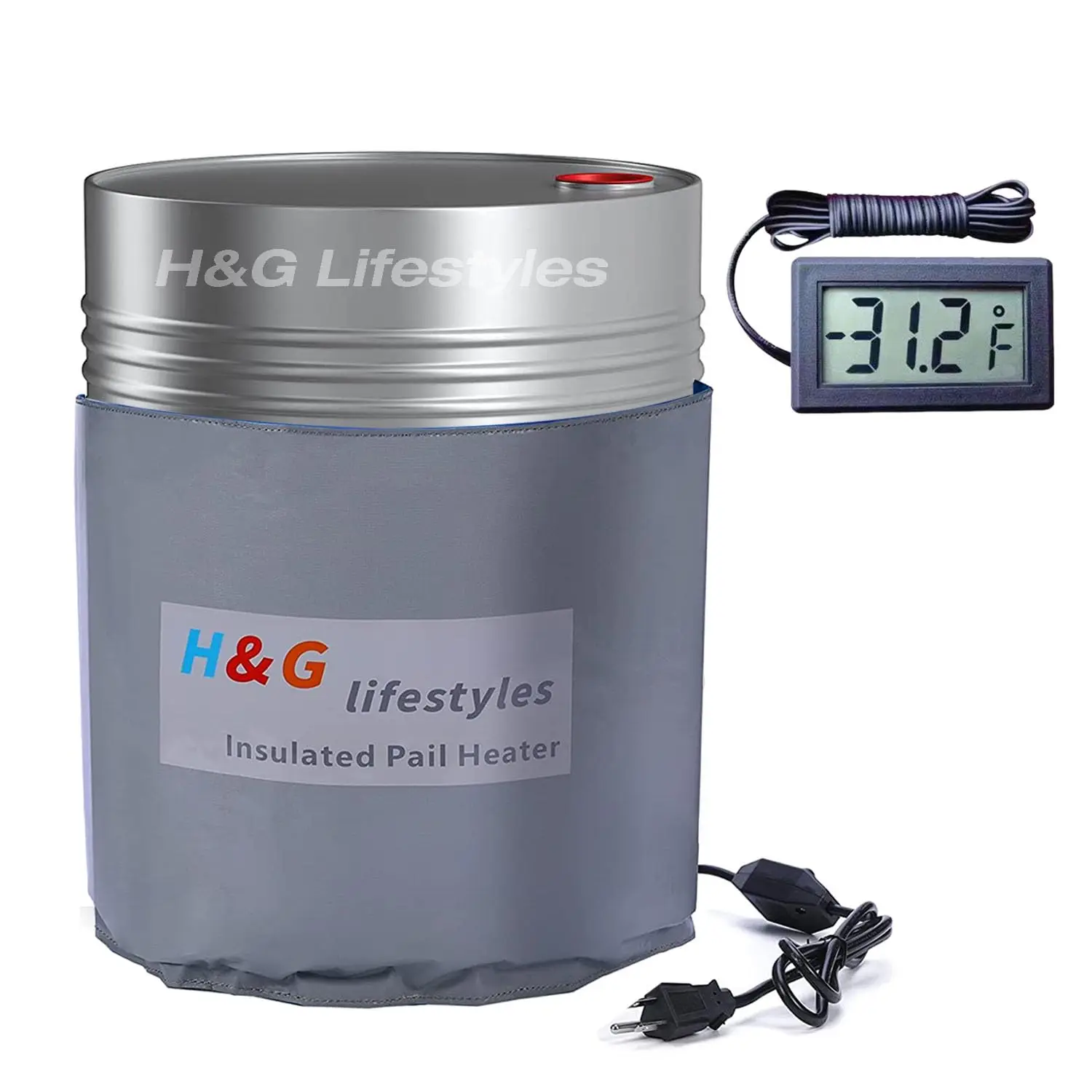 

lifestyles Insulated Pail Band Heater 5-Gallon Insulated Drum Heater 100 Watt 120 Volt Grease Keg Heater Temperature Adjustment