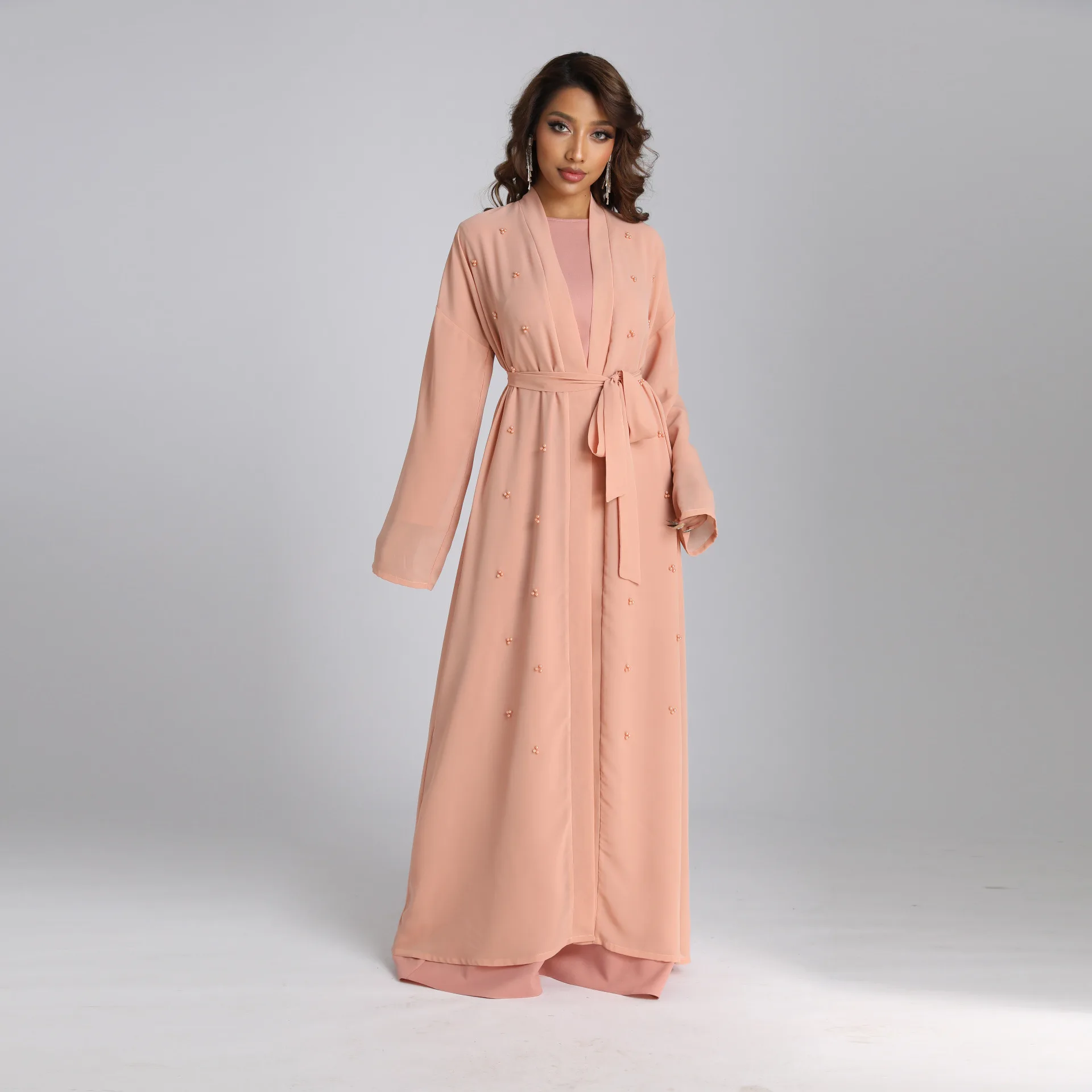 Muslim Set Robe Femme Musulmane 2022 Middle East Two-piece Set Fashionable Elegant Arabic Beaded Two-piece Set Abayas For Women