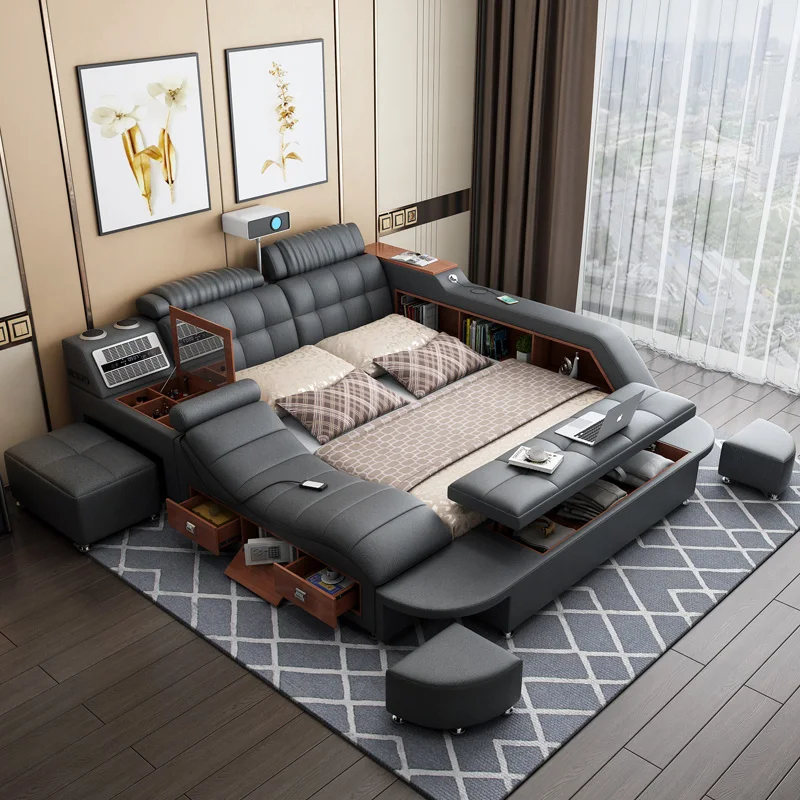 Каркас двуспальной кровати в скандинавском стиле роскошный подголовник