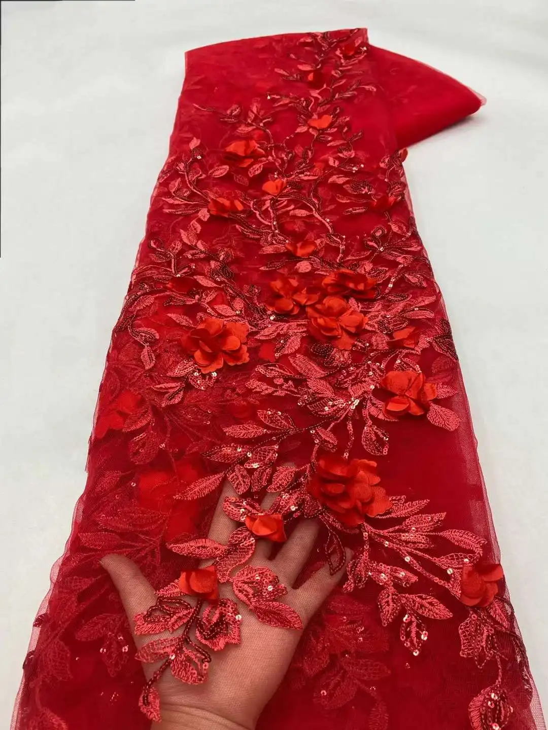 Кружевные Роскошные Блестки Mccarthy с 3D цветами сетчатые кружевные ткани