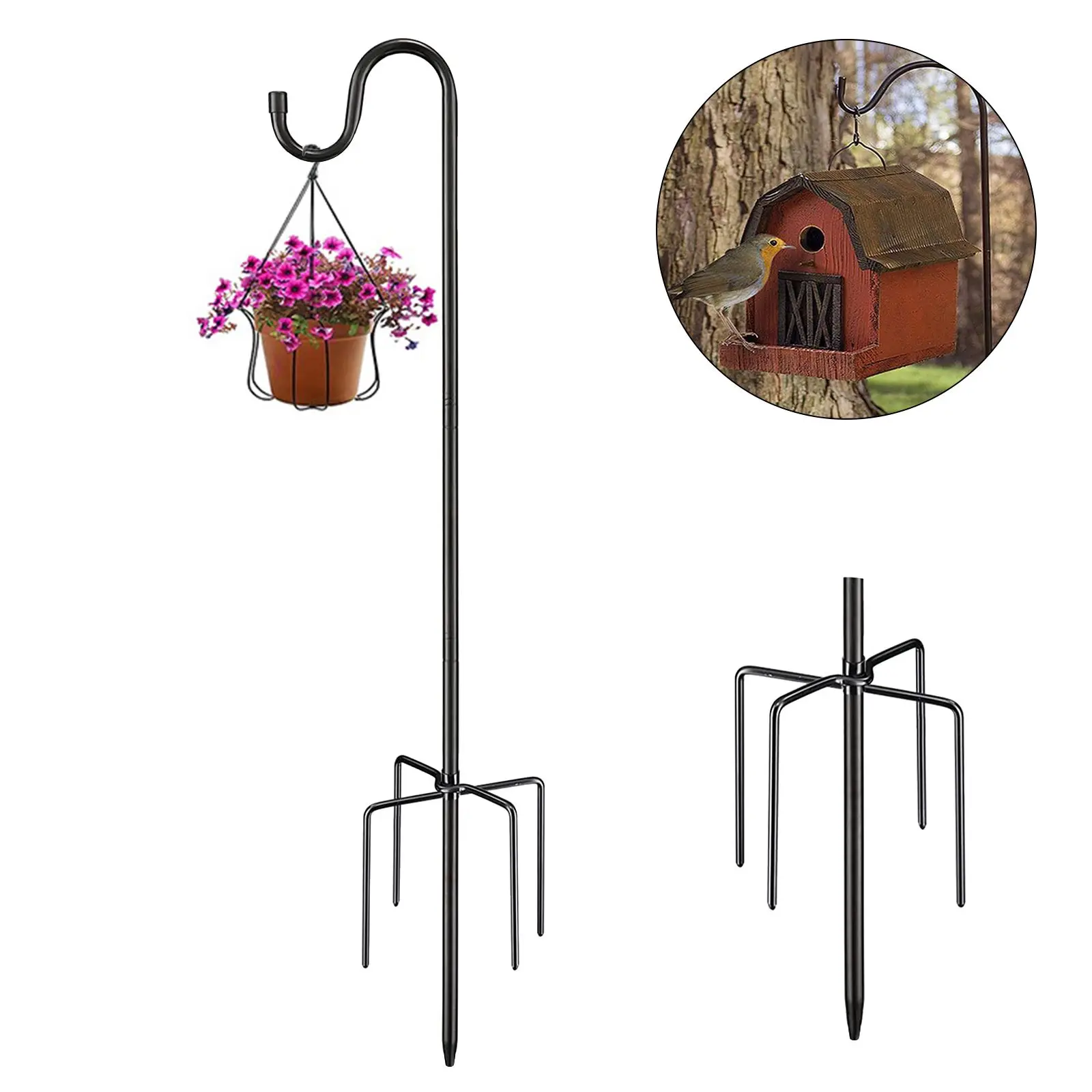 

Shepherd Hook Short Heavy Duty Hummingbird Feeder Hook With Five-legged Iron Hooks Garden Light Pole Garden Outdoor Collie Hook