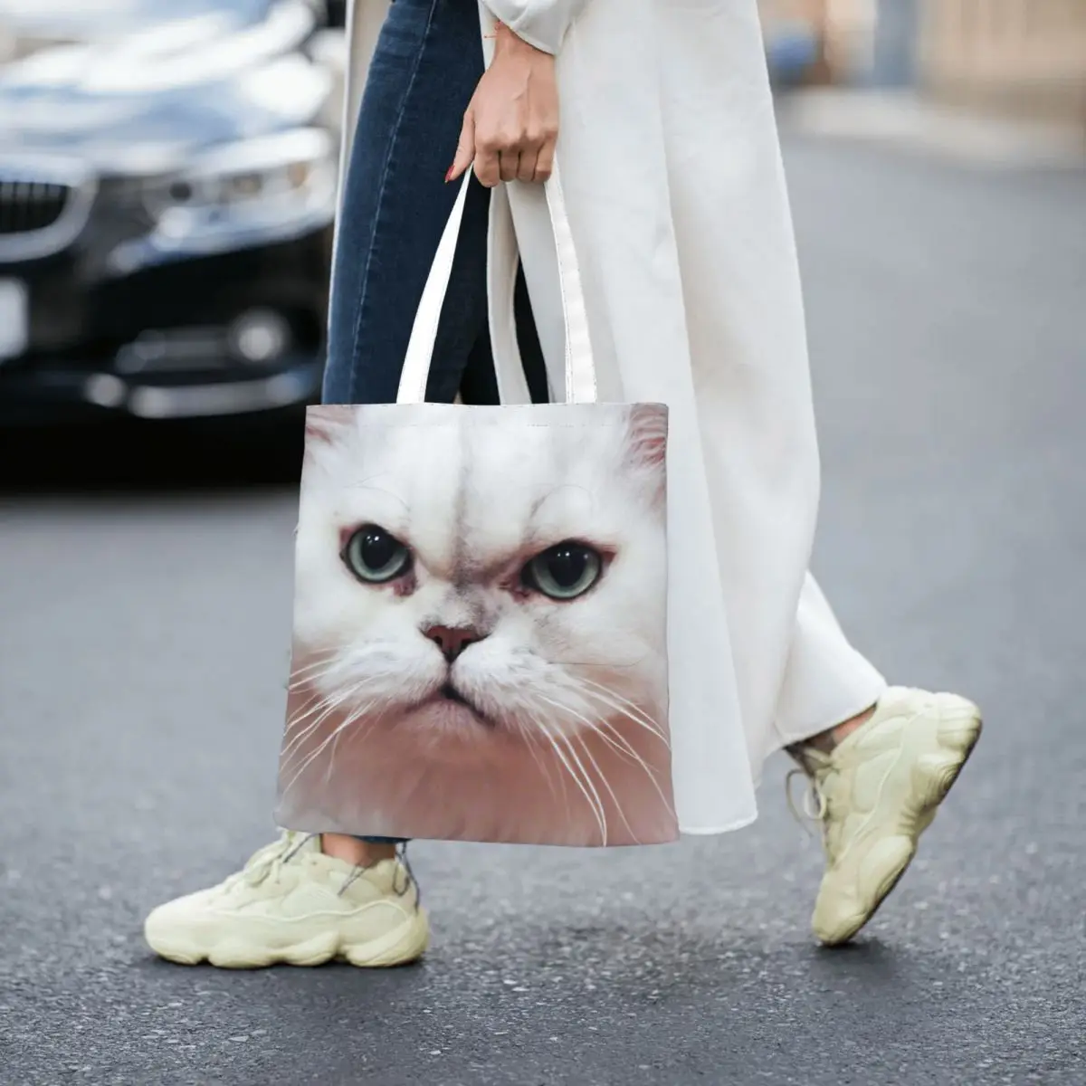 

Big Cat Face Women Totes canvas handbag Cute canvas shopping bag