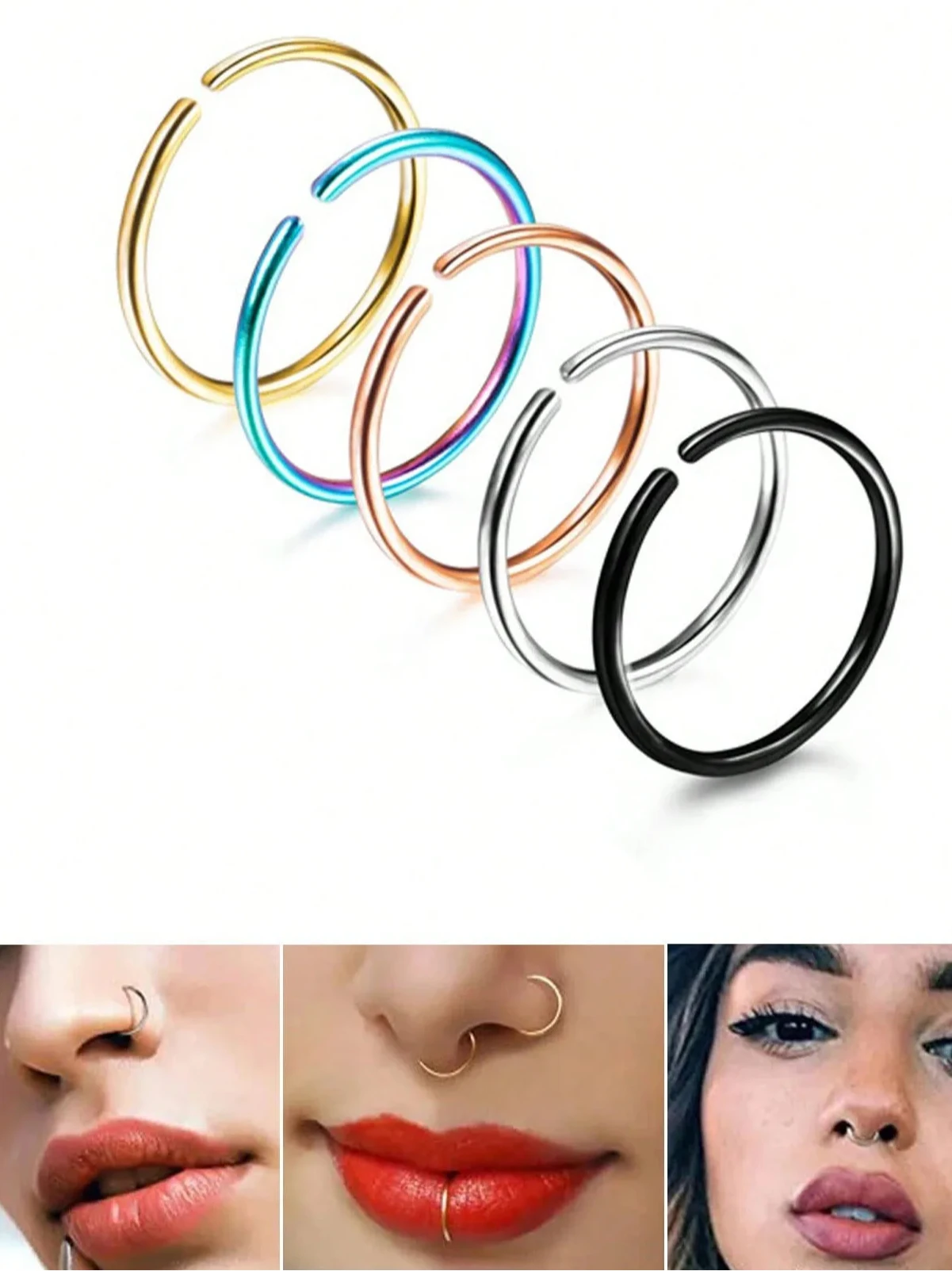 Красочные модные хирургические стальные маленькие открывающиеся серьги-кольца