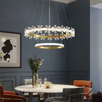 Modern light luxury crown lamp crystal flower LED chandelier restaurant lamp Nordic INS trend study banquet hall lamp lighting