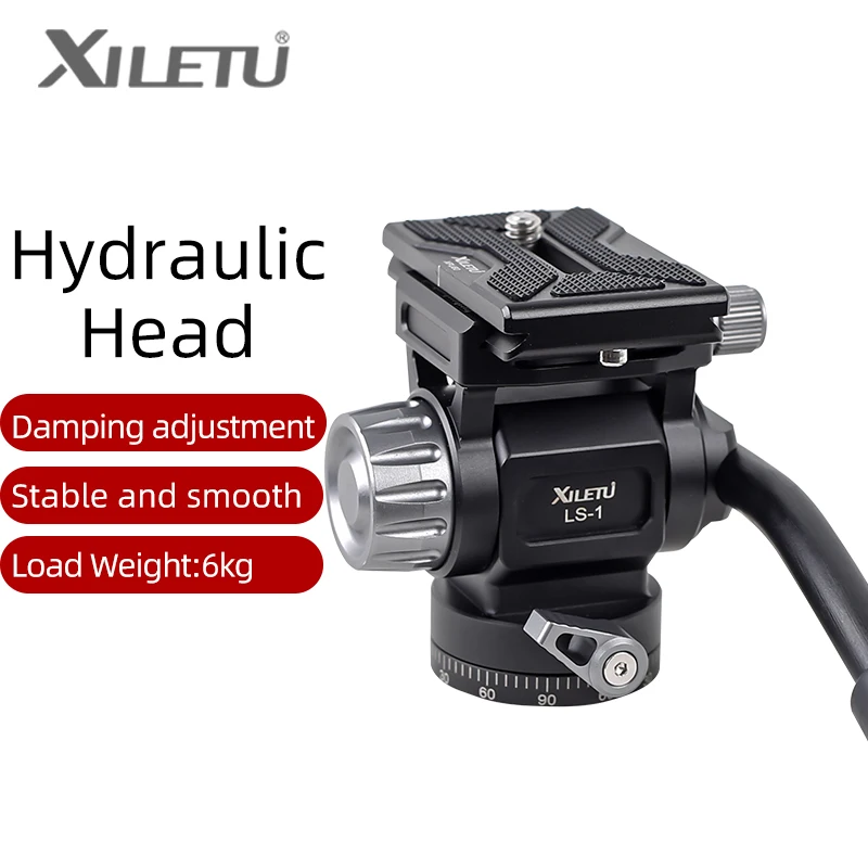 

XILETU LS1 Panoramic Tripod Head Hydraulic Fluid Video Damping Head for Tripod Monopod Camera Holder Stand Mobile SLR DSLR