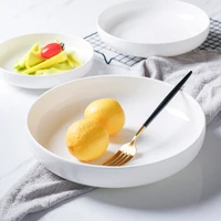 japanese style white simple ceramic disc creative round soup plate deep dish salad plates for home baked rice steamed eggs