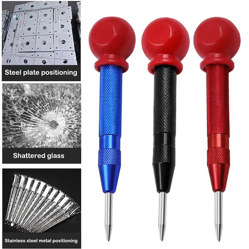 

Automatic Center Pin Punch Spring Loaded Marking Starting Holes Tool Wood Press Dent Marker Woodwork Tool Drill Bit Center Punch