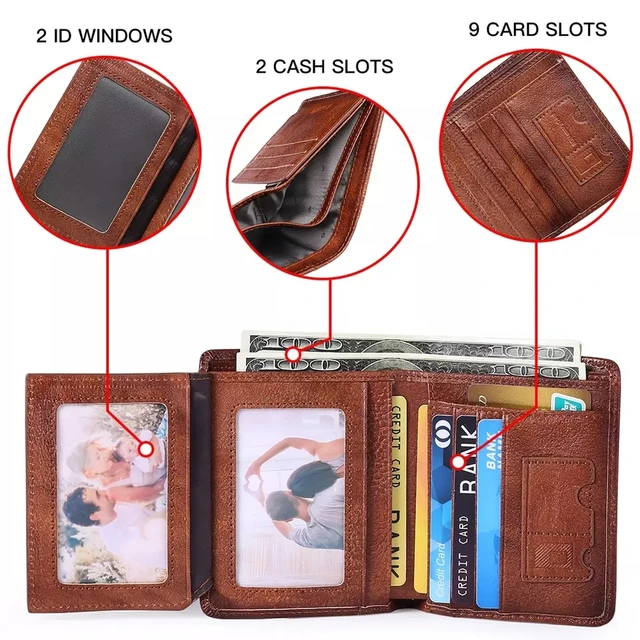 Men's Purse Minimalism Genuine Leather Wallet Business RFID Blocking Credit Card Holder Bag Wallet Wallets for Men and Women 3