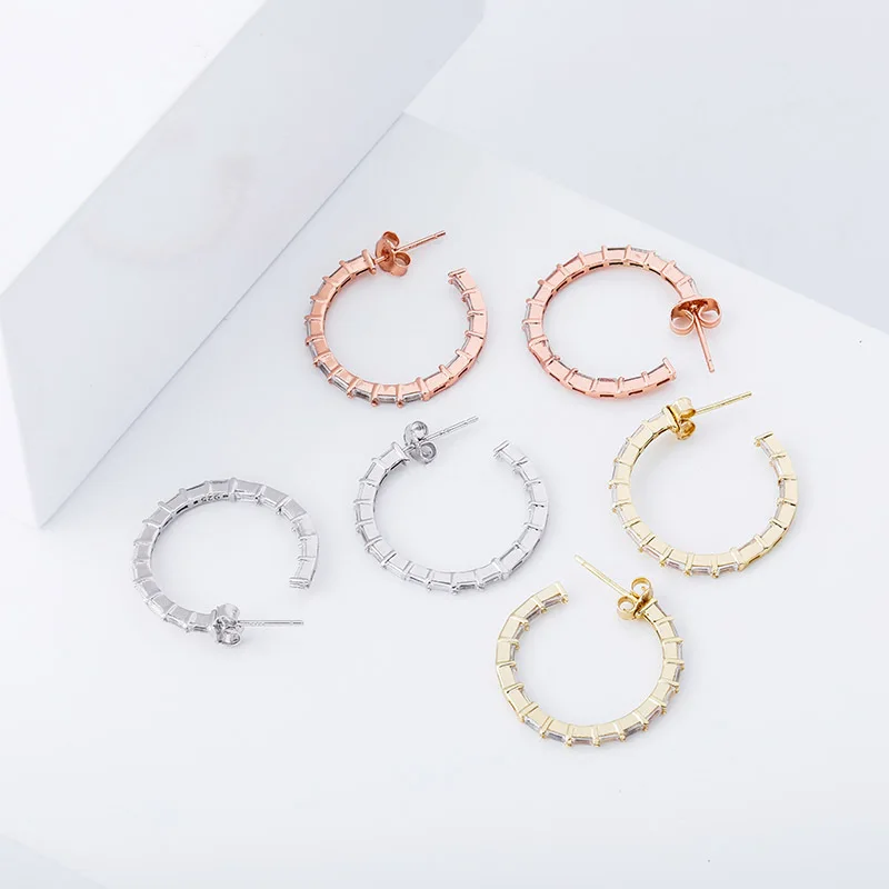 

Простые круглые геометрические серьги-гвоздики из стерлингового серебра 925 пробы с фианитами высокого качества для мужчин и женщин, модные ювелирные украшения в стиле хип-хоп и панк