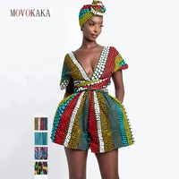 movokaka sexy variety dressing methods jumpsuit women 2022 casual bandage high waist playsuits women loose print female jumpsuit