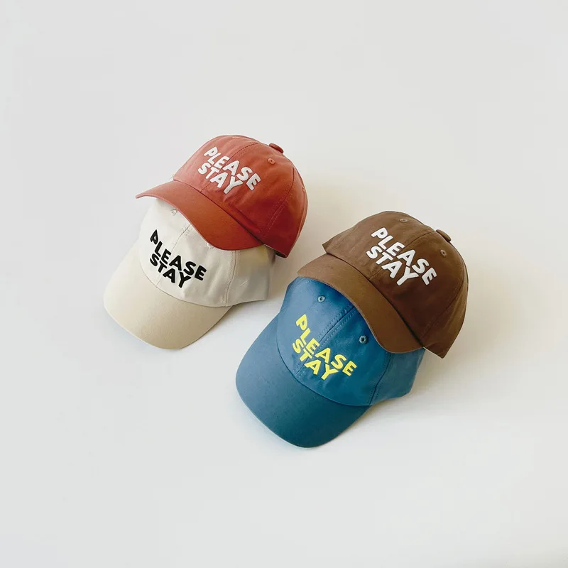 Детская Шапка Весенняя и Летняя Новая Корейская Простая Бейсболка с Буквами на Открытом Воздухе, Регулируемые Козырьки для Малышей и Детей.