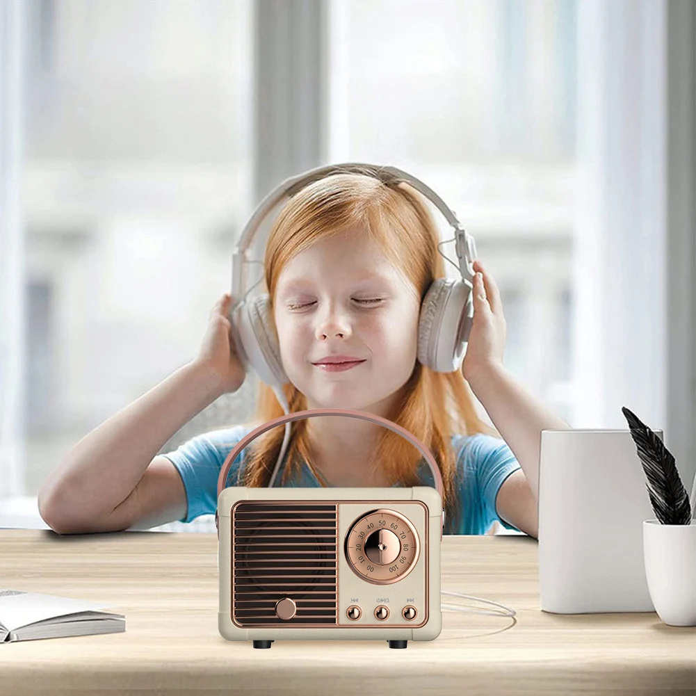 Retro Bluetooth-compatible Speaker Classical Subwoofer Mini Travel Music Player 360° Surround High-Fidelity Sound - купить по
