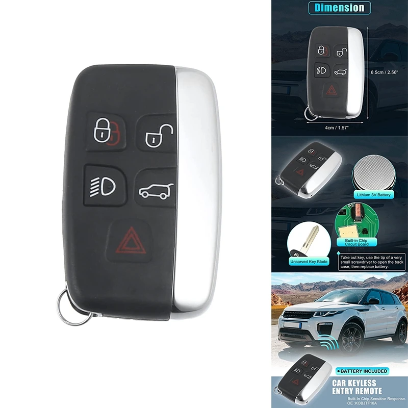

5 Button Smart Remote Key ID49 Chip KOBJTF10A For Land Rover Range Rover Evoque Sport LR2 LR4 Evoque 2012-2017