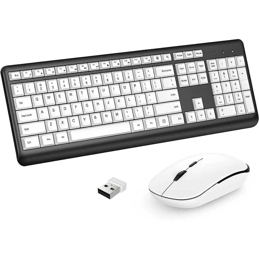 

Wireless Keyboard and Mouse Combo 2.4G Ergonomic Wireless Computer Keyboard and Mouse Set Full Size Wireless Keyboard and Mouse