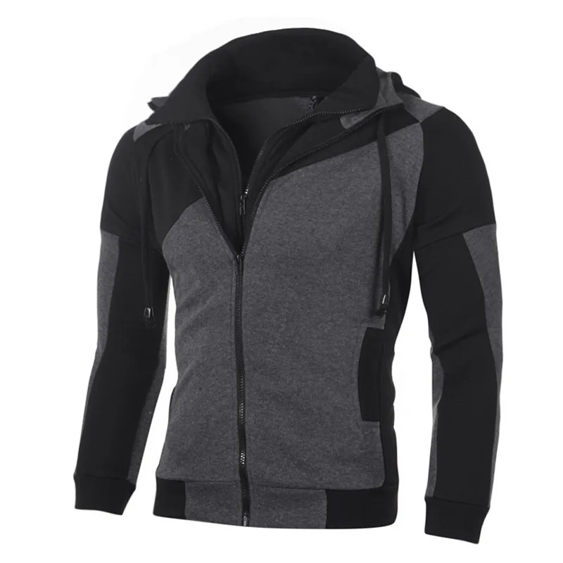 

2022 New Autumn Men Hoodies Double Zipper Casual Sweatshirts ​Fashion Hoody Jacket Coat Plus Fleece Cardigan Solid Printed