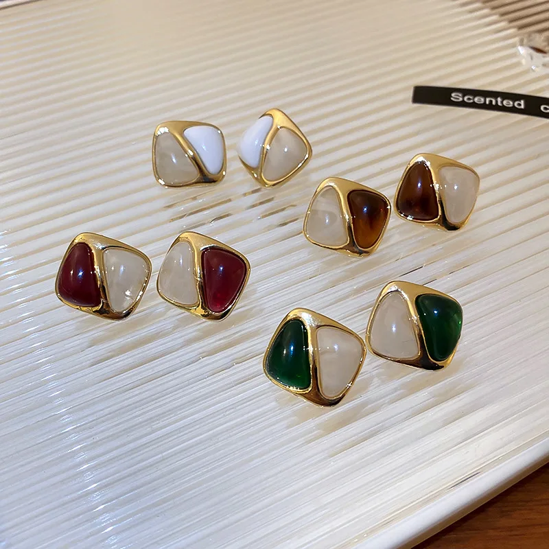 

Minar Minimalist Contrast Color Geometric Earring for Women Candy Color Square Statement Dangle Earrings Korean Holiday Jewelry