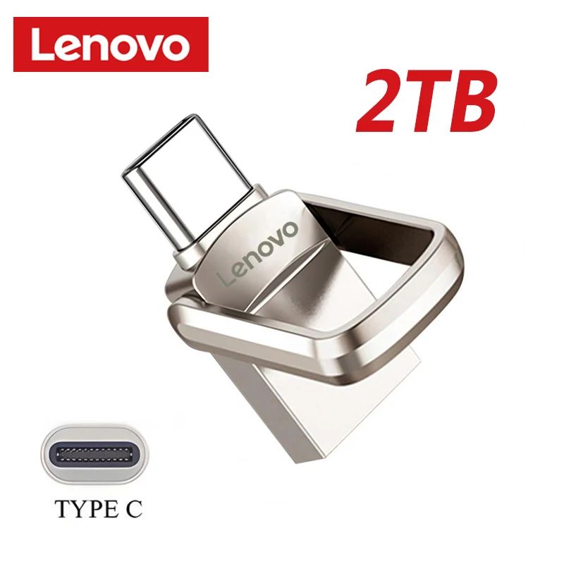 

Lenovo 1 шт. Type-C USB 128 U диск 512 ГБ 1 ТБ 2 ТБ мобильный U диск высокая скорость полностью металлический двойной интерфейс Серебристый Портативный US
