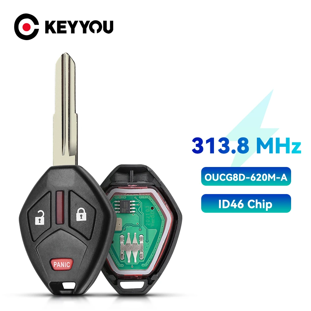 Фото Дистанционный ключ KEYYOU для Mitsubishi Galant Eclipse Lancer Outlander 2007 2008 2009 2010 2011 Fob ID46, чип 313,8 МГц №1