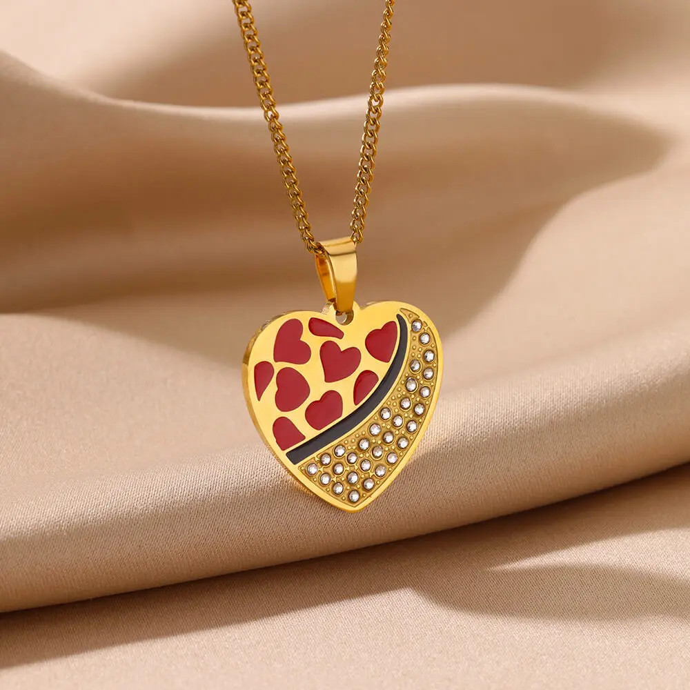 Ожерелье с подвеской в виде сердца из циркония для женщин цепочка нержавеющей