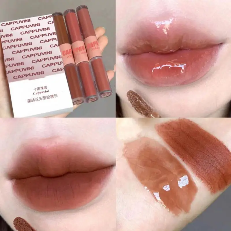 

Velvet Matte Lipstick Moisture Lipstick 3 Colors Mirror Water Lip Gloss Soft Silky Lip Glaze Chestnut Lip Tint Mud Cosmetics