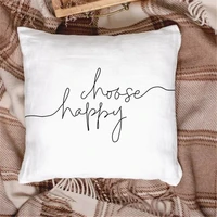 motto letter house happy love home simple style cushion cover white short plush soft throw pillow case nordic home decor