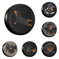 funnny rottweiler yoga pose spare wheel tire cover case bag for jeep honda rottie dog lover vehicle accessories