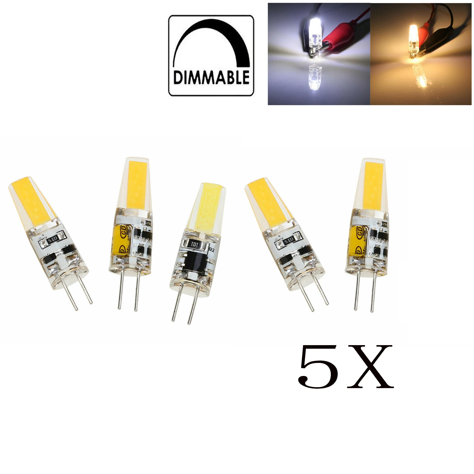 5PCS Mini G4 Led Силиконовые лампы 6W регулируемые постоянного тока 12V Домашние Cob 3000K 6000K