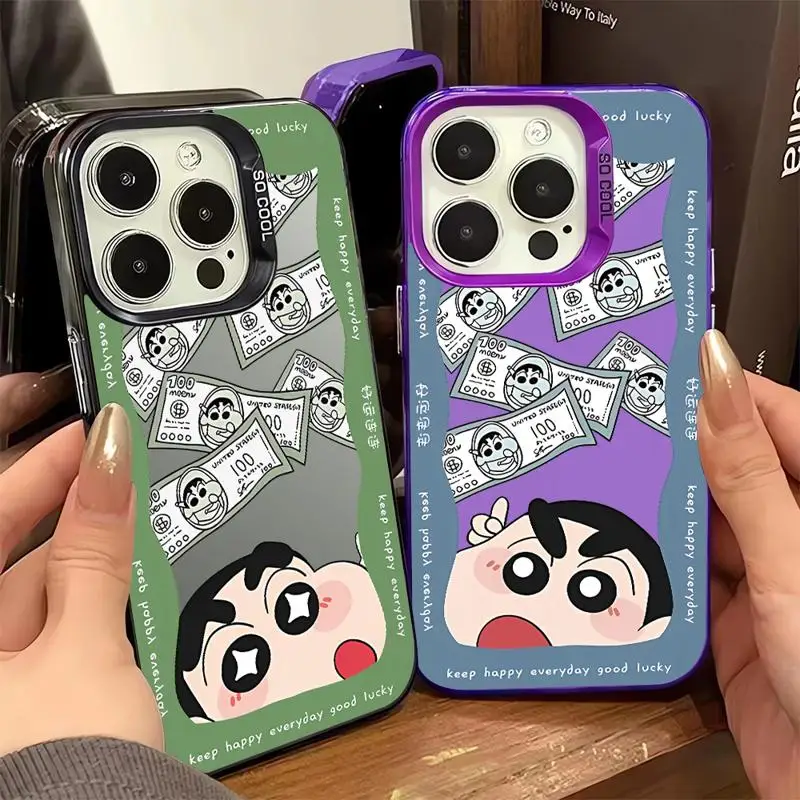 Чехол для телефона iPhone 15 Pro Max 14 13 12 11 XS X XR Plus силиконовый мягкий чехол C-Crayon S-ShinChan
