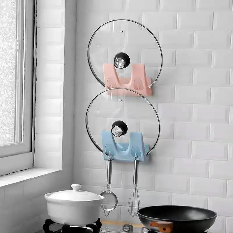 

Kitchen Organizer Pot Lid Storage Rack Shelf Punch-free Spoons Pad Bracket Holder Home Kitchen Shelves Accessories Tools