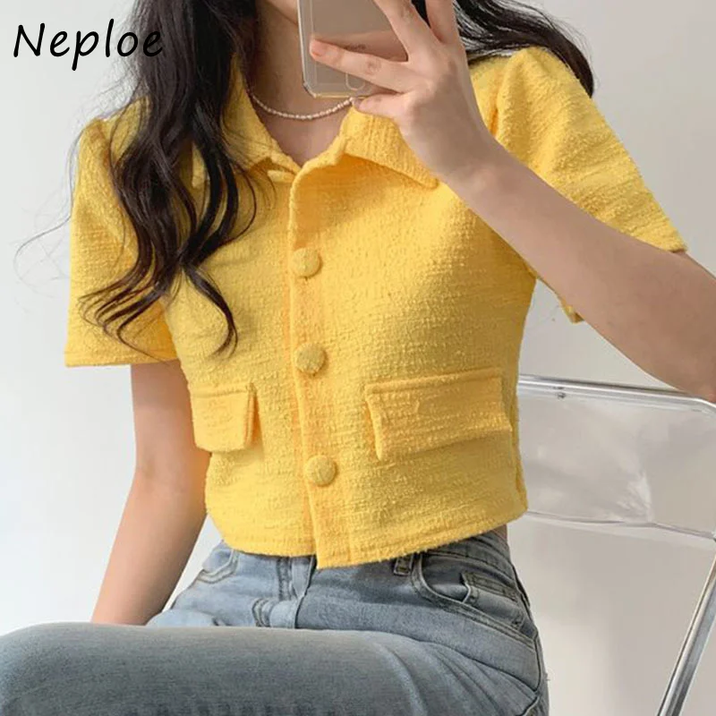 Однобортная женская верхняя одежда Neploe с отложным воротником корейские офисные