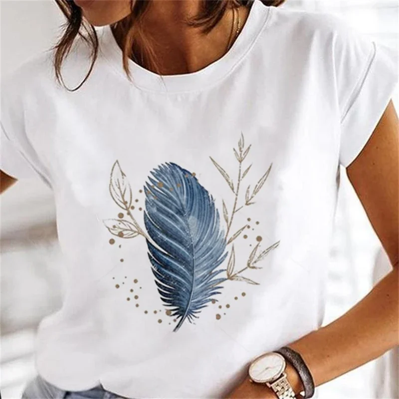 

Футболка с графическим принтом женская, модный белый топ, повседневная Милая футболка с коротким рукавом, одежда с принтом, лето-весна