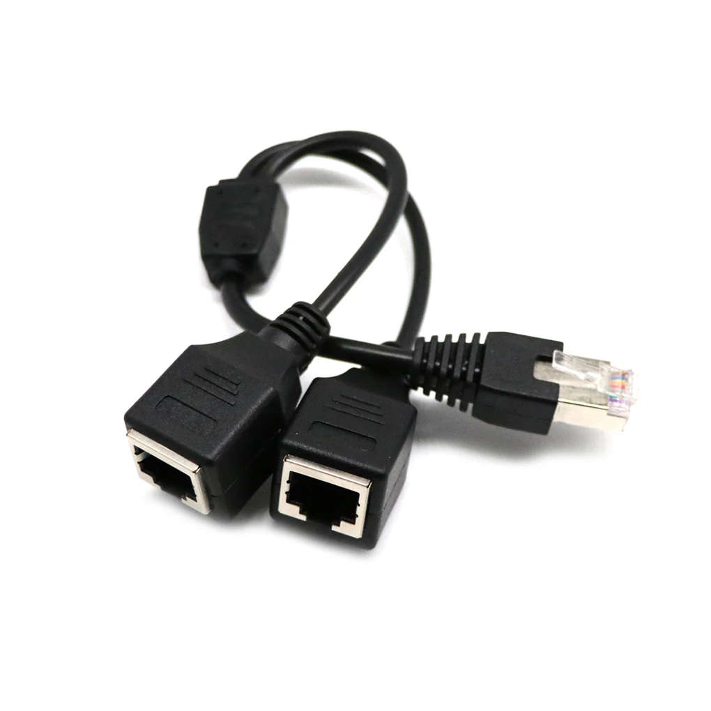 

RJ45 1 Male to 2 Female Socket Port LAN Ethernet Network Splitter 2 Way LAN Adaptor Cord High Speed Cable RJ45 Splitter Adapter