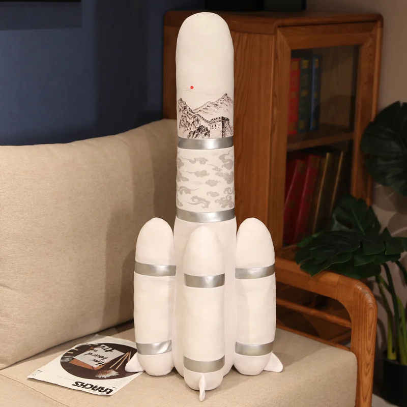 

80cm Lovely Aviation Rocket Plush Pillow Toys Cartoon Stuffed Animal Dolls for Kids Baby Hug Doll Sleep Home Decorate