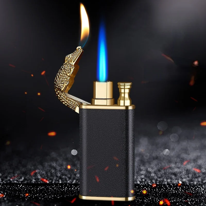 

Crocodile Dolphin Double Fire Lighter Creative Straight Open Flame Conversion Lighter Smoking Accessories for Weed Men Gifts