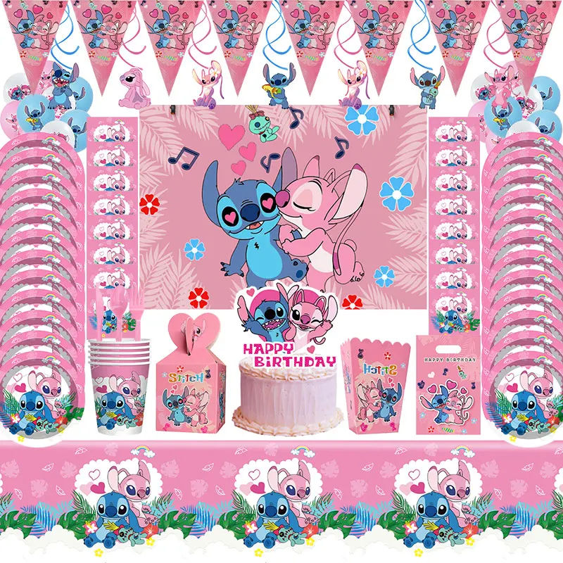 Фон для украшения дня рождения Лило и Ститч флаг торта коробка конфет посуда