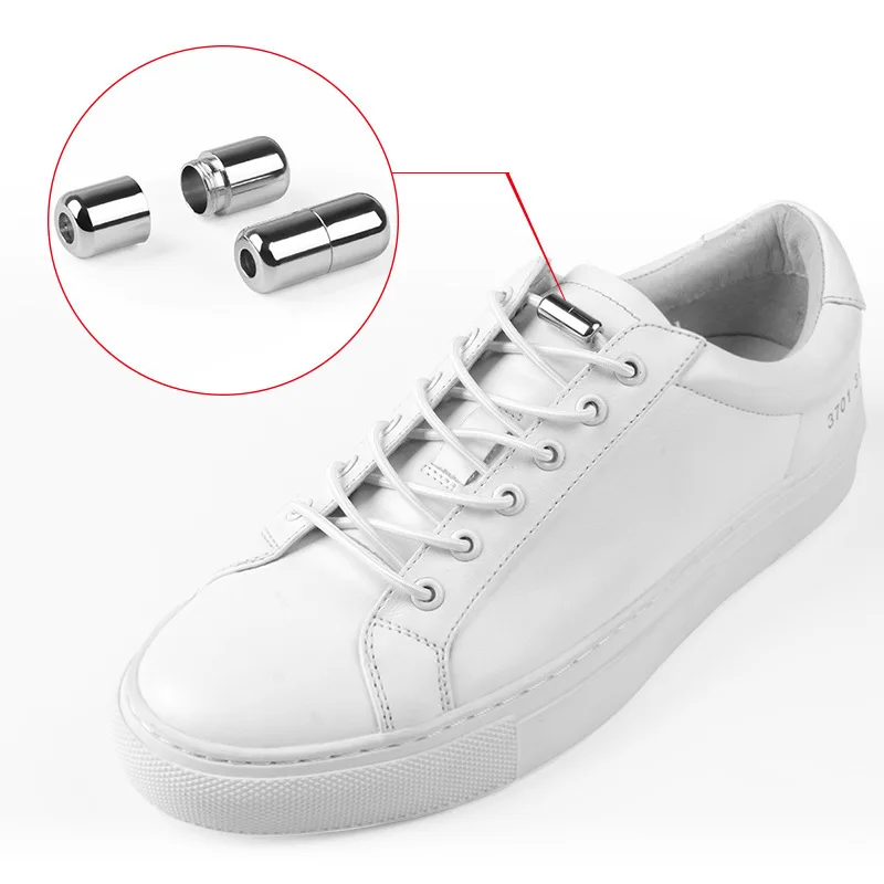 

Elastic Shoelaces Round Metal Lock Outdoor Sneakers No Tie Shoelace Suitable for all kinds of shoes Unisex Lazy Laces 1 pair