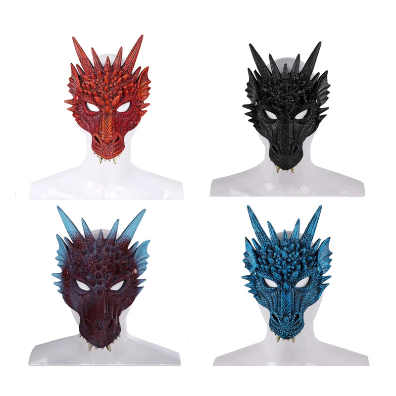 Mardi Gras Dragon Mask 3D Ужасный Монстр Полное Лицо Косплей Атрибуты Хэллоуин Вечеринка Маскарад Динозавр 1 шт.