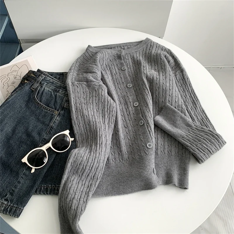 Винтажный вязаный свитер для похудения Топ кардиган Женская осенне-зимняя