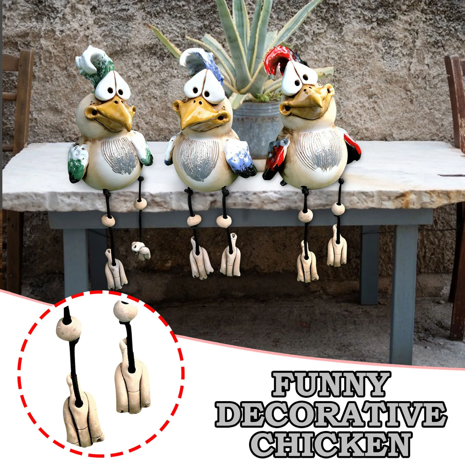 

Sitting Chicken Statue Funny Cute Garden Farm Rooster Sculptures Resin Animal Figure Yard Backyard Lawn Art Decoration Handcraft