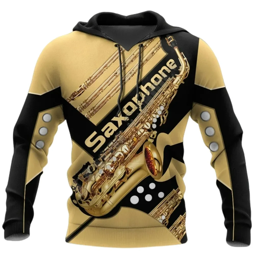 

Instrument series hoodies 3D printing SAXOPHONE pattern hooded sweatshirt casual men's and women's hoodie kids pullover tops