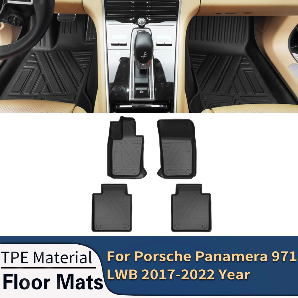 

Коврики для автомобиля Porsche Panamera 971 LWB 2017-2022, автомобильные коврики, коврики для ног из ТПЭ для любой погоды, коврики без запаха, коврики для подноса, аксессуары для интерьера